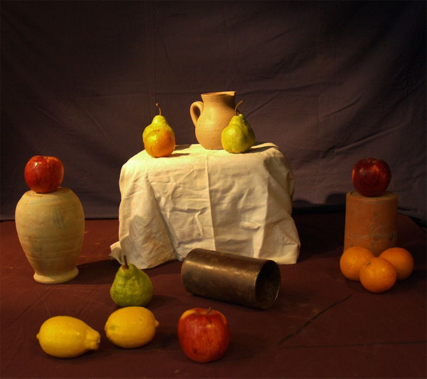 Des fruits et des pots - nature morte